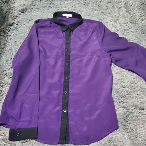 Purple and black button blouse
